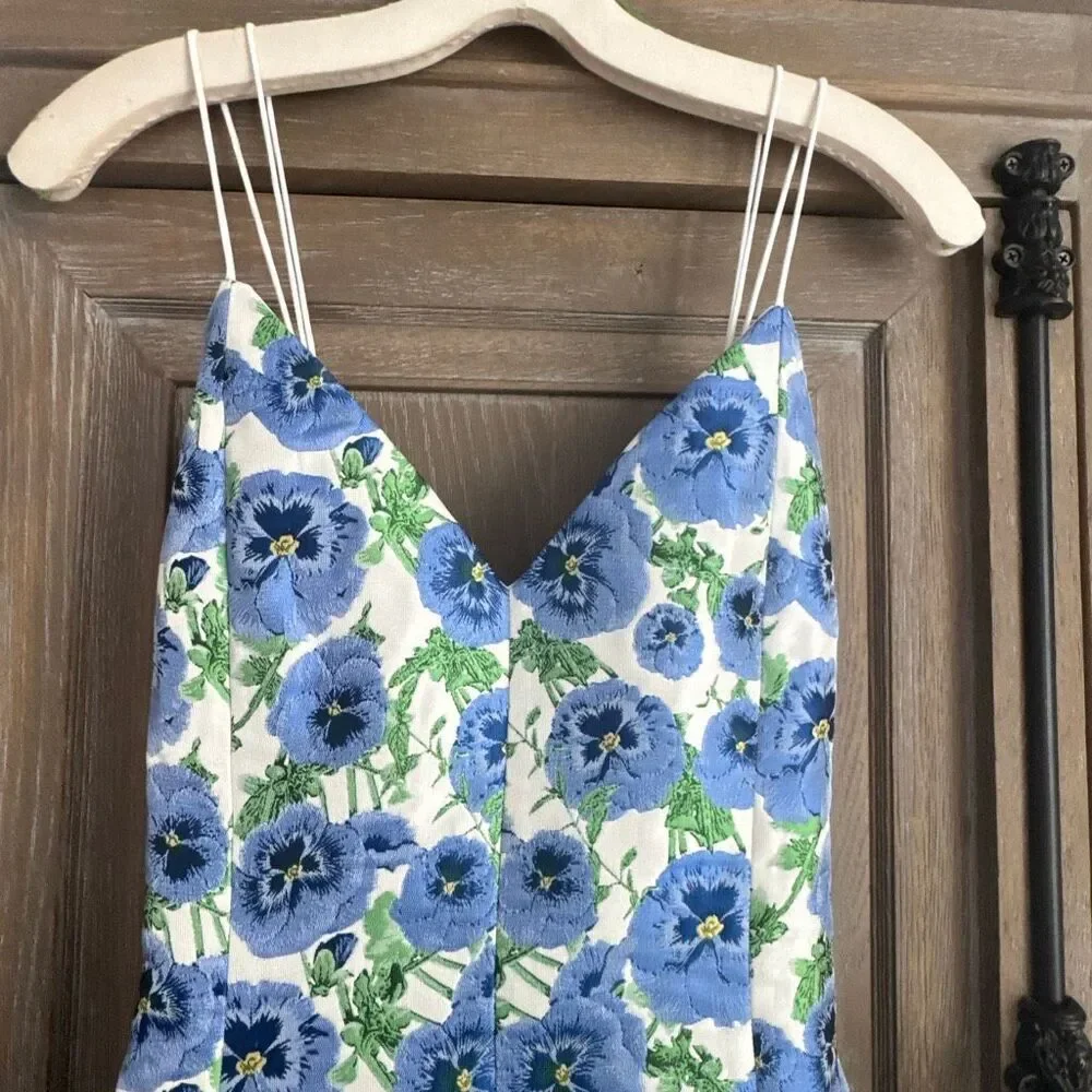 Alice and Olivia Sun Dress Tayla Perfect Pansy Blue Mini Dress size 10 NWT